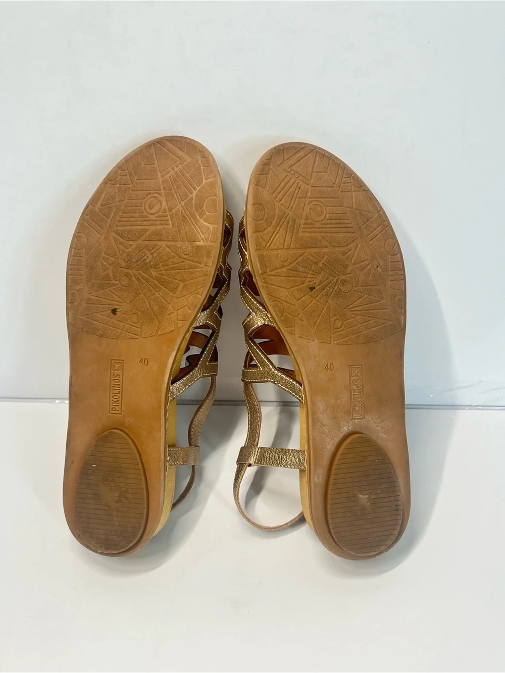Pikolinos Gold Metallic Leather Strappy Sandals EU 40